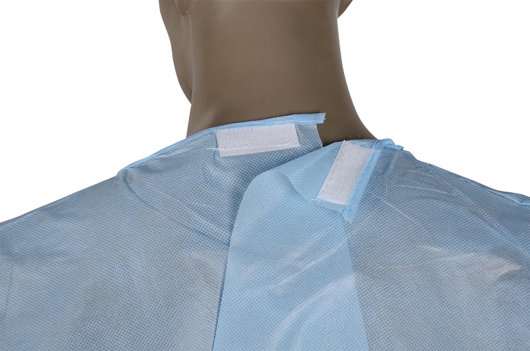 Blue Closed back coated Isolation gown with velcro closure | Hubei ...